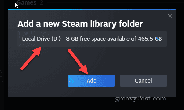 Voeg een nieuwe Steam-bibliotheekschijf toe
