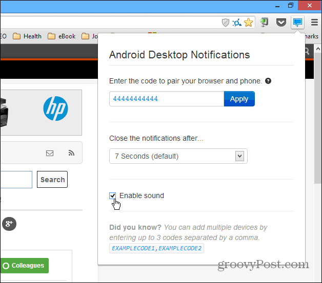 Android Desktop-melding