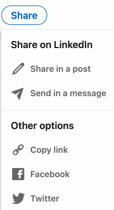 afbeelding van LinkedIn deelopties