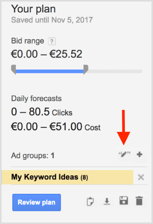 Zoektype voor Google AdWords-zoekwoordplanner