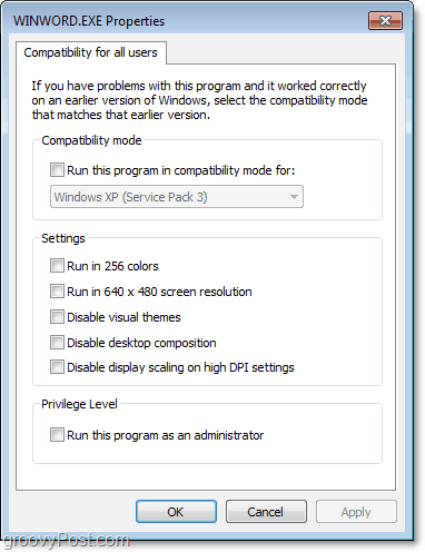 hoe compatibiliteitsinstellingen aan te passen voor alle gebruikers van Windows 7