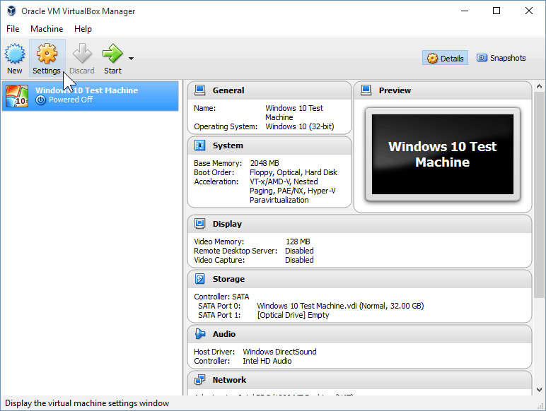 09 VirtualBox-instellingen openen (Windows 10 installeren)