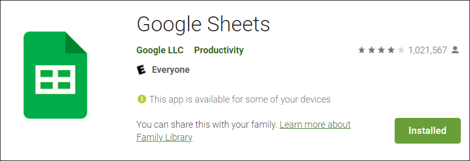  installeer Google Spreadsheets