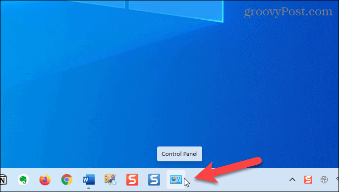 Configuratiescherm op de taakbalk in Windows 11