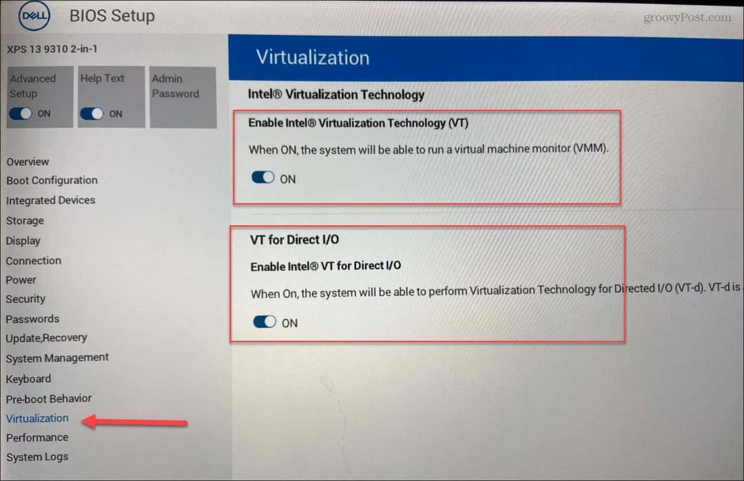 BIOS Virtualisatie inschakelen