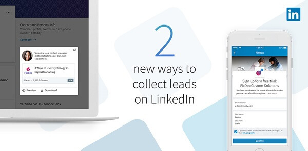 LinkedIn heeft twee nieuwe manieren geïntroduceerd om leads te verzamelen met LinkedIn's nieuwe Lead Gen-formulieren voor gesponsorde inhoud.