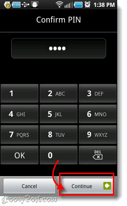 voer Android-pincode of wachtwoord in 