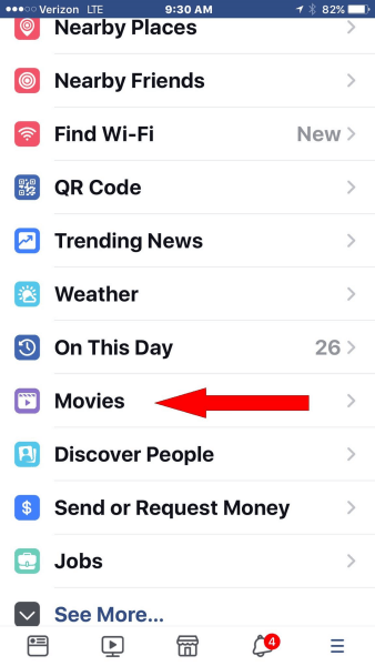 Facebook voegt een speciale filmsectie toe aan het hoofdnavigatiemenu van de mobiele app.