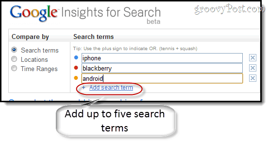 Google-inzichten vergelijken voor zoektermen