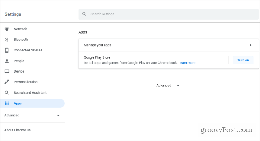 google play apps op Chromebook