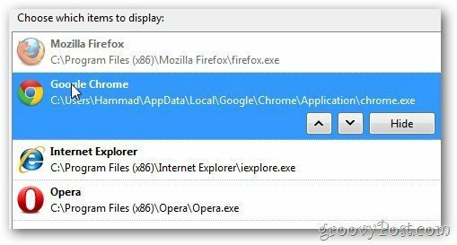 Google Chrome open met bestelling