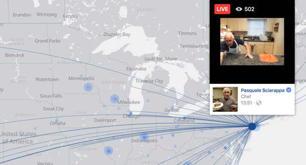 De Facebook Live-kaart maakt het gemakkelijk voor gebruikers om live video-uitzendingen over de hele wereld te vinden.