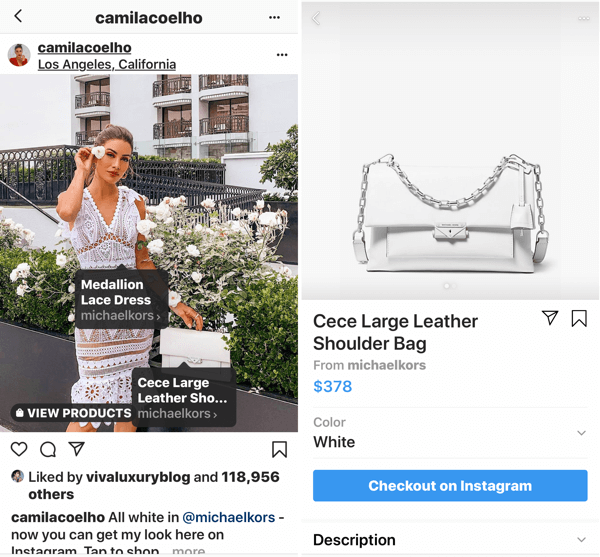 Instagram Creator shoppable post met een getagde partner.