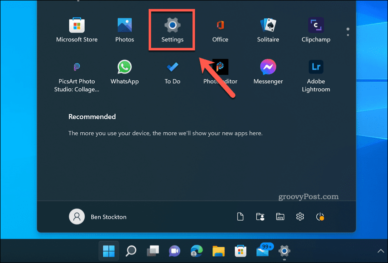 Open het menu Instellingen van Windows 11
