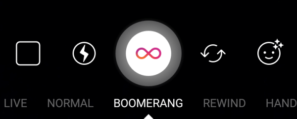 Gebruik Boomerang verandert een reeks foto's in een looping-video.