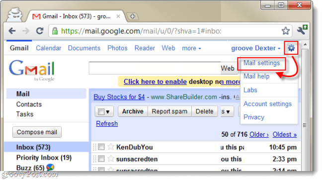 open Gmail-mailinstellingen