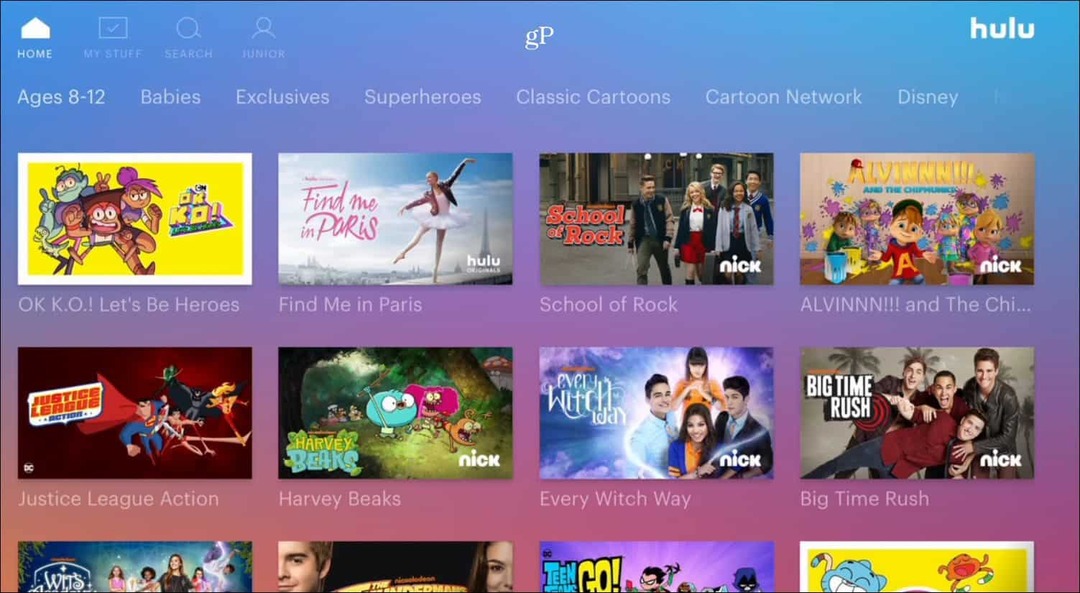 Hulu Kids-profiel Apple TV