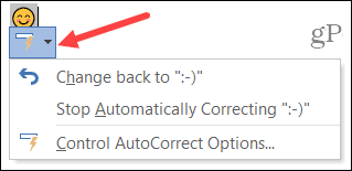 AutoCorrectie-knop in Word op Windows