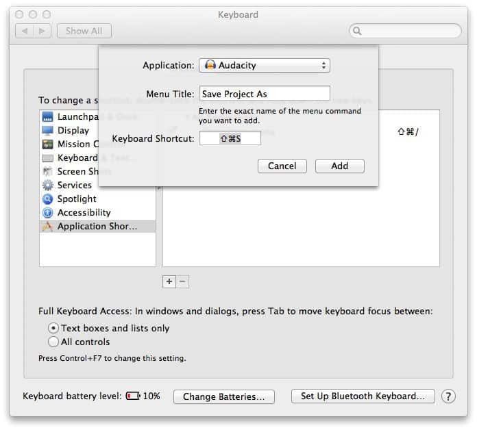 Een sneltoets maken in elk Mac OS X-programma