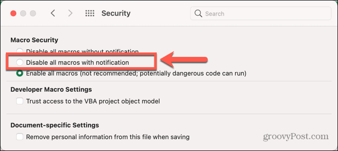 mac excel schakel macro's uit met melding