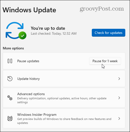 Windows 11-updates pauzeren