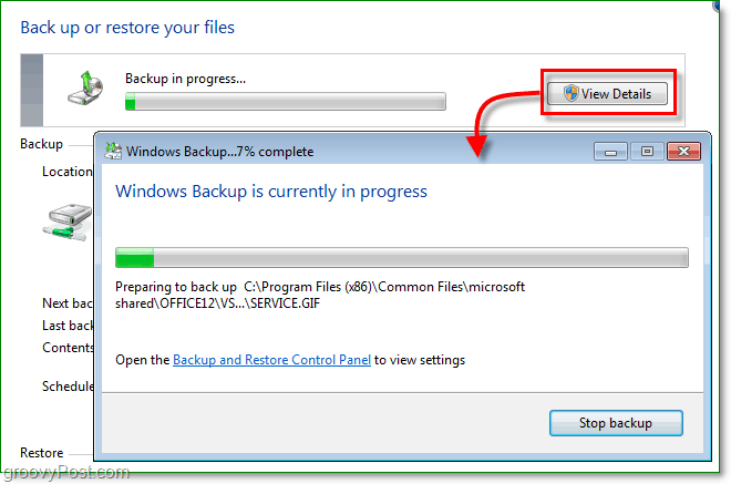 Windows 7 Back-up - de back-up kan even duren