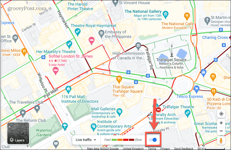 google maps live verkeersschakelaar
