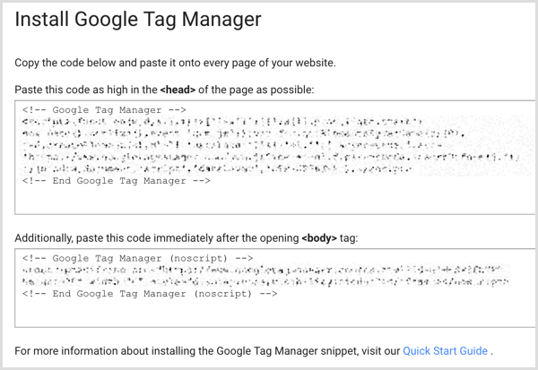 Google Tag Manager-installatiecode op website