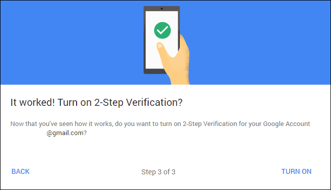 Google authenticatie in twee stappen actief