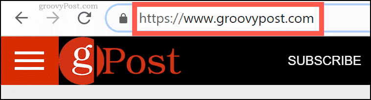 De groovyPost.com-domeinnaam in de Chrome-URL-balk