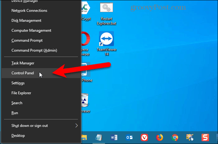 Configuratiescherm toegevoegd aan Win + X-menu in Windows 10