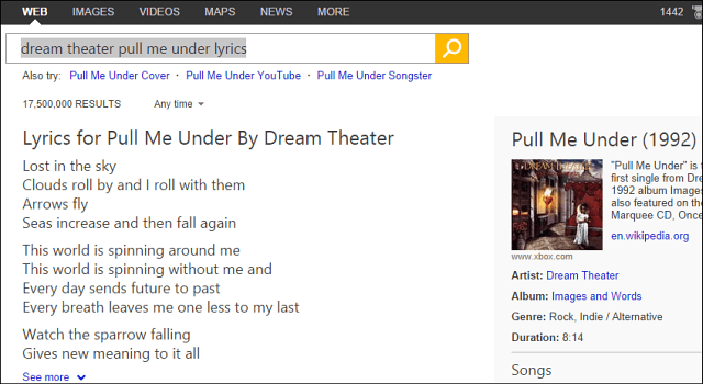 Google kopieert Bing, voegt songteksten toe aan zoekresultaten