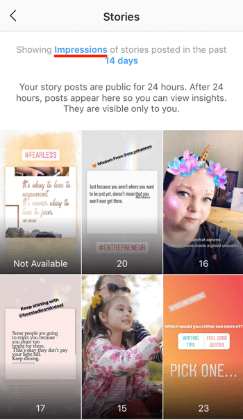 Bekijk de ROI-gegevens van Instagram Stories, stap 4.