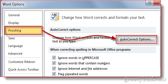 Word 2010 proofingmenu