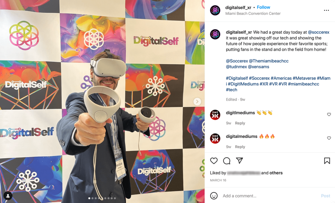 afbeelding van DigitalSelf Instagram-post met foto van VR-set