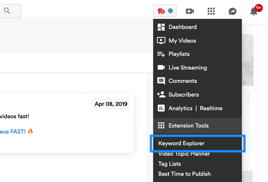 Hoe u een videoserie gebruikt om uw YouTube-kanaal te laten groeien, menuoptie voor TubeBuddy's zoekwoordverkenner
