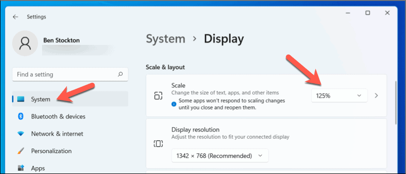 Verander de schaal op Windows 11