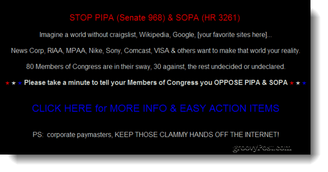 Google, Wikipedia onder sites die "donker worden" om te protesteren tegen voorgestelde wetsvoorstellen tegen piraterij in het Congres