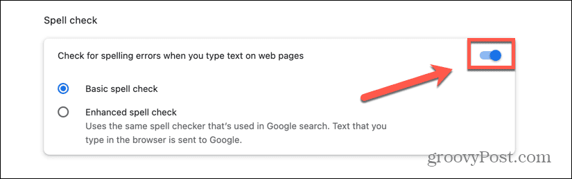Mogelijk moet u de ingebouwde spellingcontrole in Chrome uitschakelen als de spellingcontrole van Google Documenten niet werkt