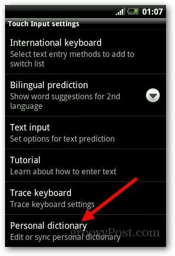 Woordenboek toevoegen Android 4