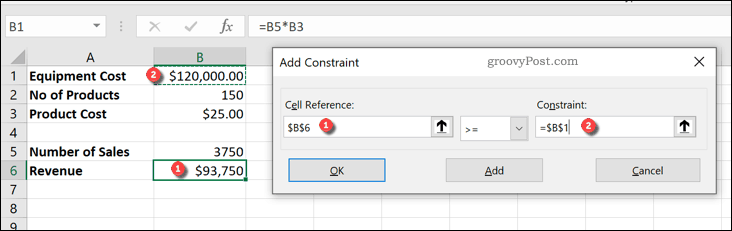 Een beperking toevoegen aan een Excel Solver-query