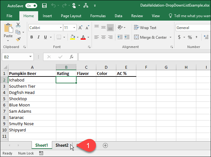 Hoe vervolgkeuzelijsten te maken met gegevensvalidatie in Microsoft Excel