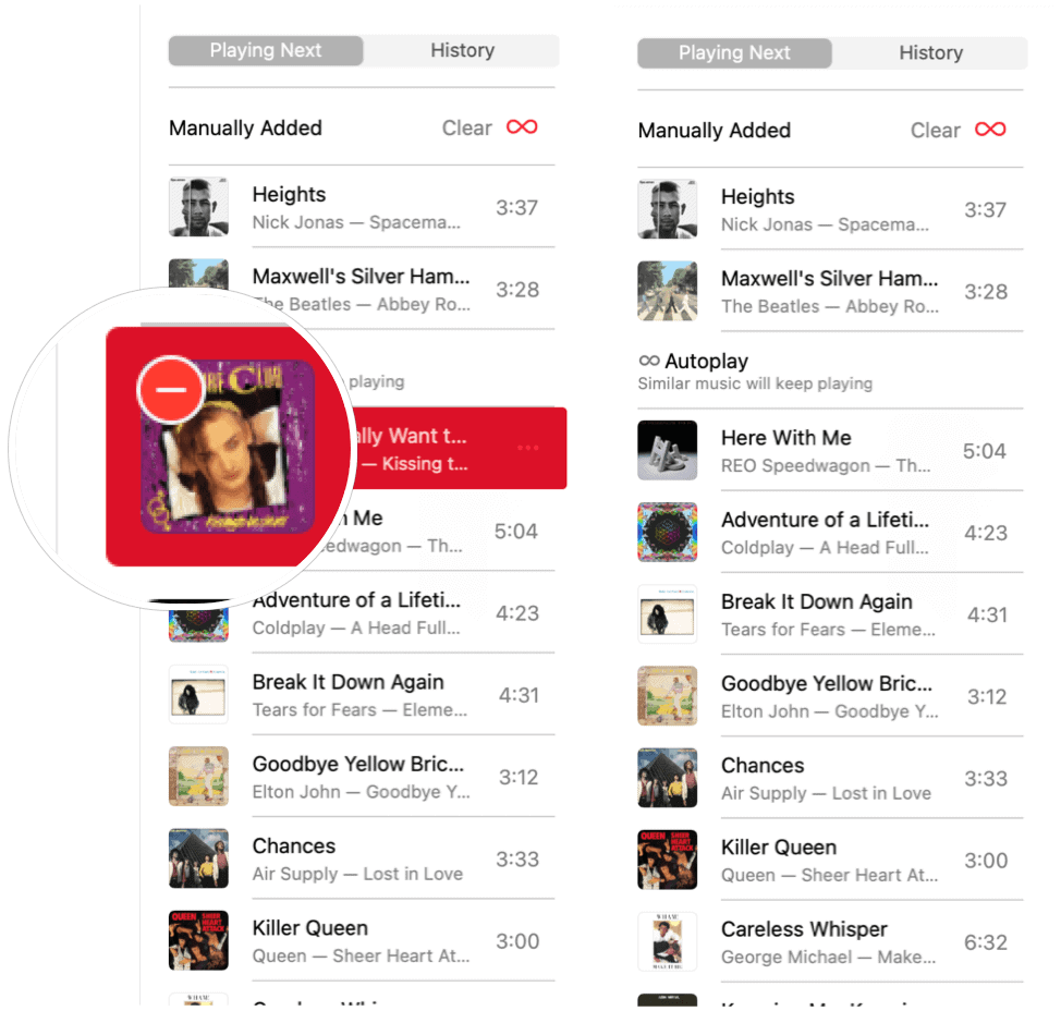 Apple Music Autoplay verwijdert nummer