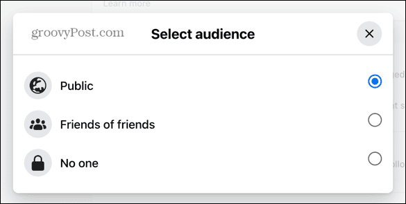 facebook selecteer publiek