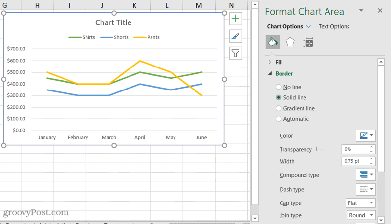 Grafiekzijbalk opmaken in Excel