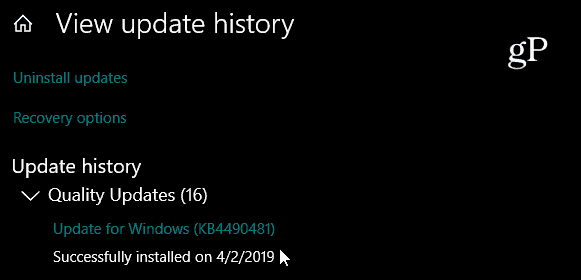 Cumulatieve update voor Windows 10 KB4490481