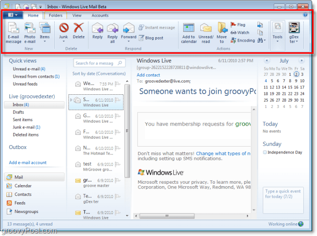 cool nieuw lint voor Windows Live Mail