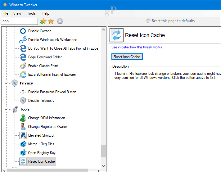 Gebroken of ontbrekende pictogrammen en miniaturen repareren in Windows 10