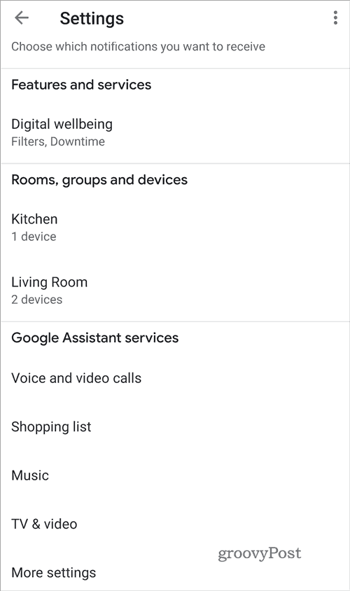 Google Home-instellingen