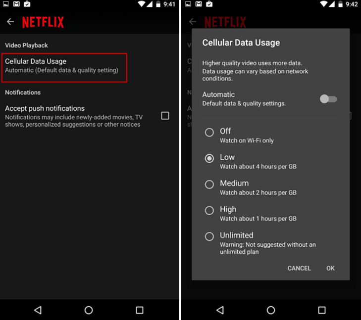 Beperk het gebruik van Netflix-gegevens op Android of iPhone om extra kosten te voorkomen
